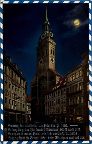 München - St. Peterkirche bei Mondschein