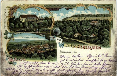 Gruss vom Waldschlösschen Bleicherode - Litho
