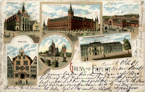 Gruss aus Erfurt - Litho