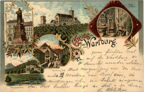 Gruss aus von der Wartburg Eisenach - Litho