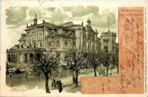 Karlsruhe - Künstlerkarte C. Münch - Litho