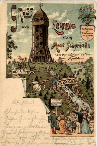 Leipzig vom Mont Scherbelio - Litho