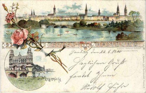 Gruss aus Hamburg - Litho