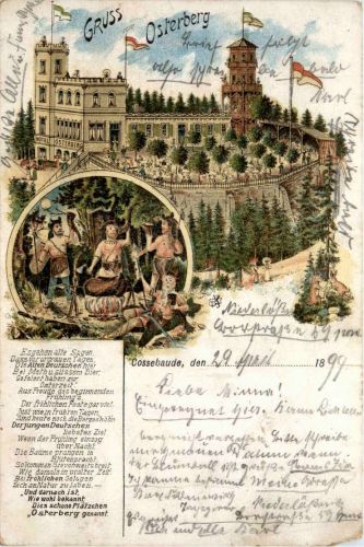 Gruss vom Osterberg Cossebaude - Litho