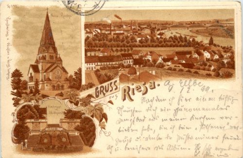 Gruss aus riesa - Litho