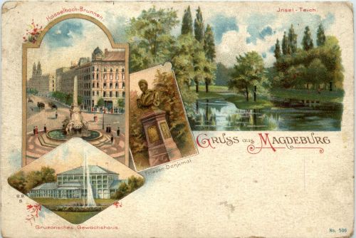 Gruss vom Magdeburg - Litho