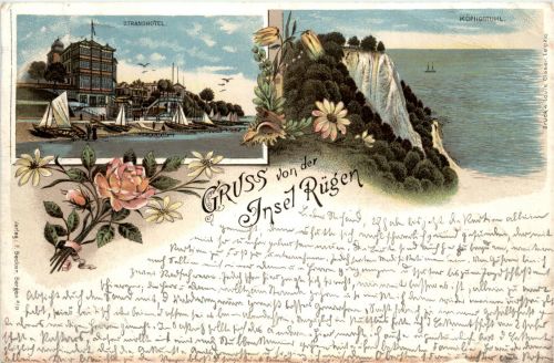 Gruss von der Insel Rügen - Litho