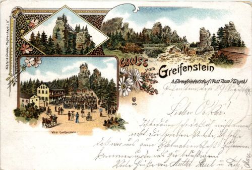 Ehrenfriedersdorf - Gruss vom Greifenstein - Litho