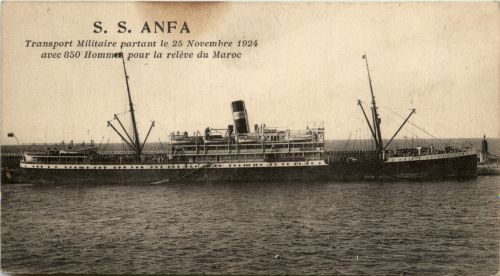 SS Anfa - Transport Militaire partant de 25 Novembre 1924