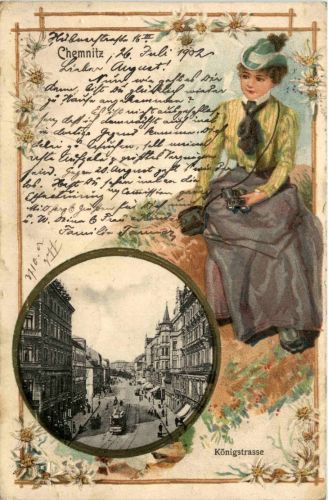 Chemnitz - Litho - Prägekarte
