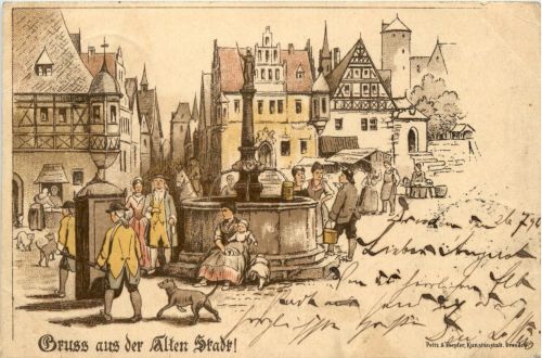 Dresden - Gruss aus der Alten Stadt - Litho