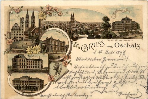 Gruss aus Oschatz - Litho