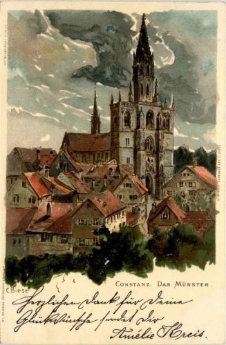 Konstanz - Litho - Künstlerkarte C. Biese - Stempel Privat Post Frankfurt