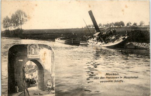Mouzon - Maaskanal Versenkte Schiffe - Feldpost
