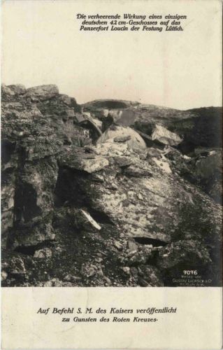 Wirkung einer Granate auf das Panzerfort Loucin der festung Lüttich