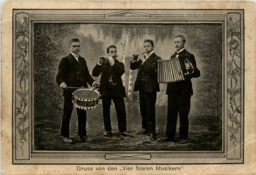 Gruss von den Vier fidelen Musikern - Akkordeon Trommel