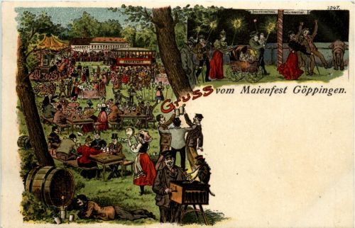 Gruss vom Maienfest Göppingen - Litho