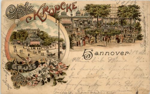 Gruss aus Hannover Cafe Kröpcke - Litho