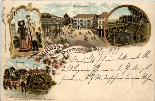 Gruss aus Pyrmont - Litho