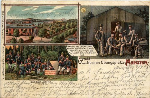 Gruss vom Truppenübungsplatz Munster - Litho