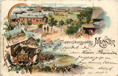 Gruss vom Truppenübungsplatz Munster - Litho