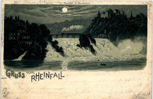 Gruss vom Rheinfall - Litho