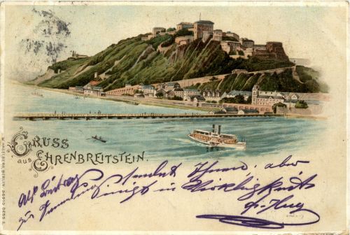 Gruss aus Ehrenbreitstein - Litho