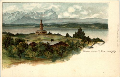Starnberger See - Gruss von der Rottmannshöhe - Litho