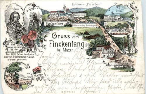 Gruss vom Dinckenfang bei Maxen - Litho