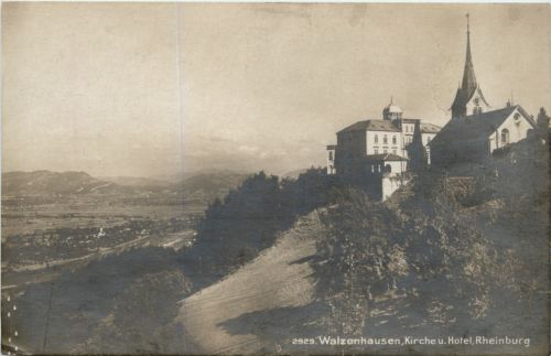 Walzenhausen - Kirche und Hotel Rheinburg