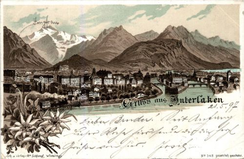 Gruss aus Interlaken - Litho