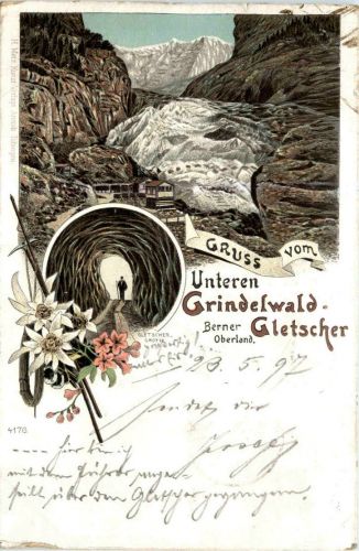 Gruss vom Unteren Grindelwald Gletscher - Litho
