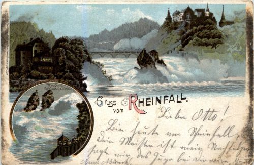 Gruss vom Rheinfall - Litho