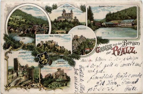 Gruss aus den Bergen der Pfalz - Litho