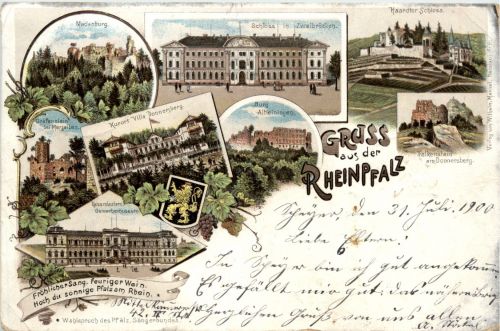 Gruss aus der Rheinpfalz - Litho - Zweibrücken Kaiserslautern