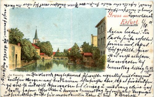 Gruss aus Erfurt - Im Venedig - Litho