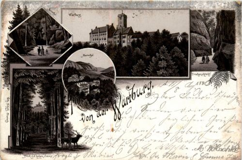 Gruss von der Wartburg - Litho 1896