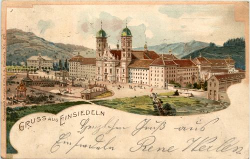 Gruss au Einsiedeln - Litho