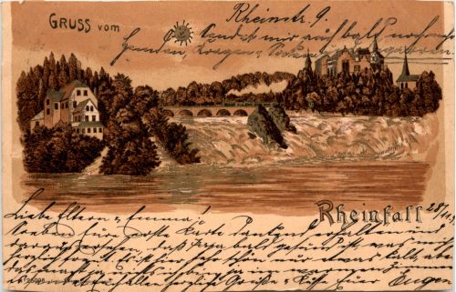 Gruss vom Rheinfall - Litho