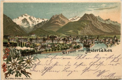 Gruss aus Interlaken - Litho