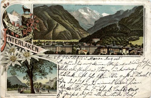 Gruss aus Interlaken - Litho