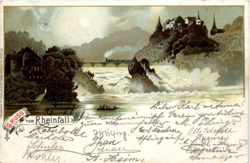 Gruss vom Rheinfall - Litho