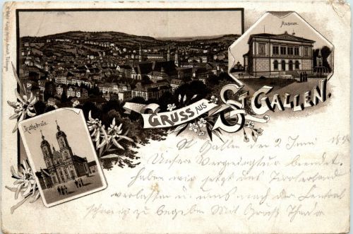 Gruss aus St. Gallen - Litho