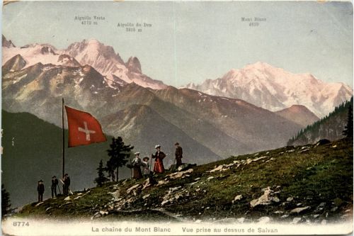 La chaine du Mont Blanc - Vue prise au dessus de Salvan