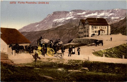 Furka Passhöhe mit Postkutsche