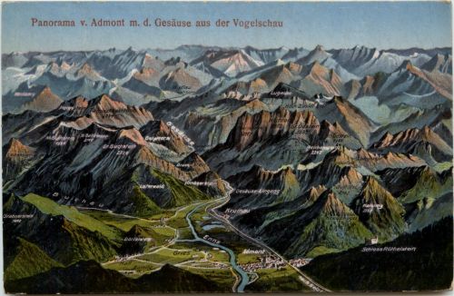 Admont/Steiermark - Admont, Panorama m.d. Gesäuse aus der Vogelschau