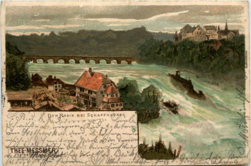 Der Rhein bei Schaffhausen - Litho