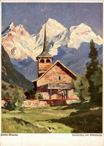 Kandersteg mit Blümlisalp - Künstlerkarte Hanns Maurus