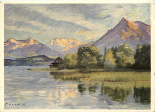 blick vom Strandbad in Thun - Künstlekarte Fred Hopf