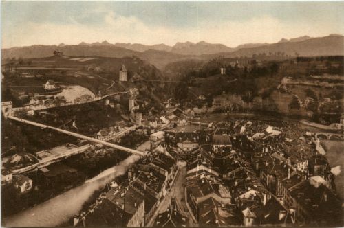 Fribourg - Les deux ponts suspendu
